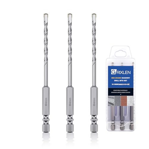 3 Pack 5/32(4mm) Hex Shank Hammer Drill Masonry Drill Bits 4.3 Length