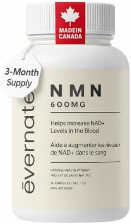 Evernate NMN Supplement 600mg – 99.6% Ultra High Purity Nicotinamide Mononucleotide for NAD+ Support, Cellular Energy & Healthy Aging – 90 Capsules | NAD+ Booster | 3-Month Supply