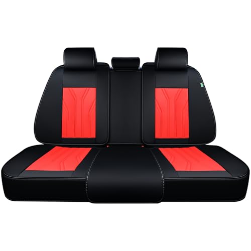 Image of FLORICH Rear Seat Covers Leather Car Seat Covers Waterproof Back Seat Cover Automotive Seat Covers Universal Seat Cushion Protector for Most Cars Trucks SUV-Black&Red