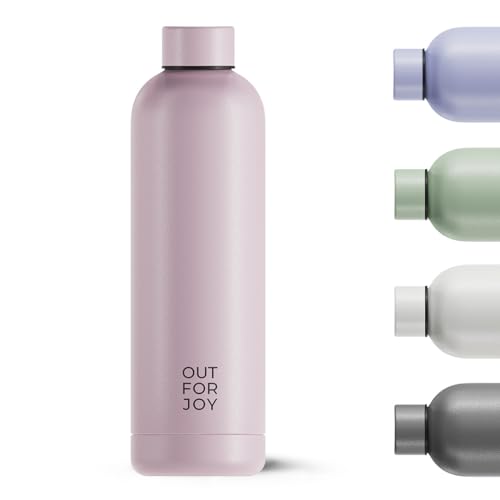 OUT FOR JOY Edelstahl Trinkflasche 750ml – auslaufsichere & BPA-freie Wasserflasche – Thermosflasche für Kohlensäure, 12h heiß & 24h kalt – Isolierflasche für Sport, Schule & Outdoor (Dusty Rose)