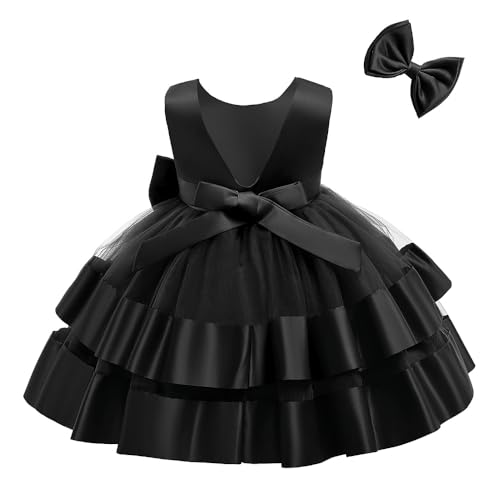 AIMJCHLD 0-6T Baby Girls V Backless Flower Dress Pageant Party Wedding Gown Dresses with Hair Bow2