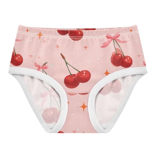 Wusikd Red Cherries Bows Pink Girls' Underwear Cotton Girls Briefs Soft Toddler Underwear 2T
