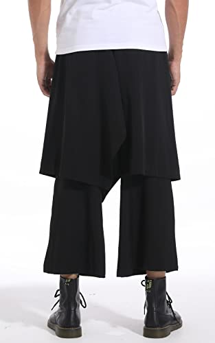 PACEIADTA Mens Baggy Skirts Pants Elastic Waist Hippie Aladdin Trousers4