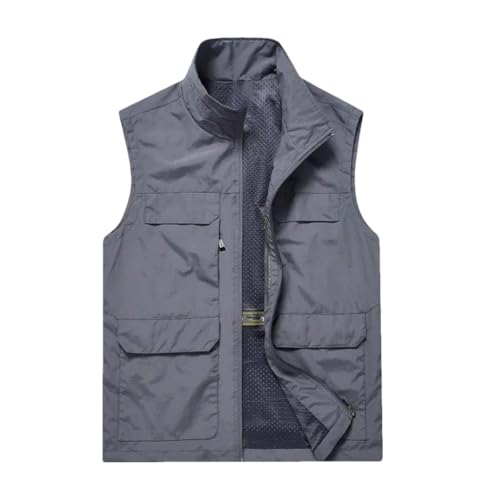 Men's Solid Color Jacket Double-Sided Vest Sleeveless Casual Multi-Pocket Vest