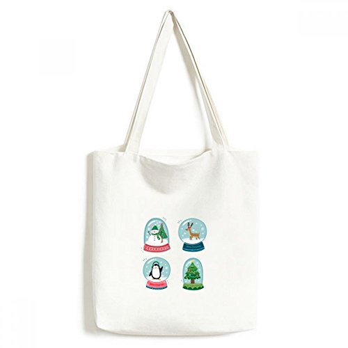 Sac fourre-tout Joyeux Noël emballage cadeau en tissu avec bonhomme de neige