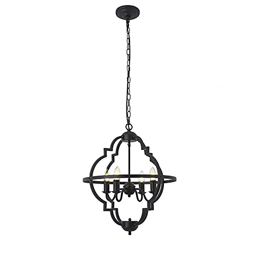 Lustre suspendu en fonte NAMFHZW avec lanterne E12 à 4 lumières