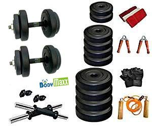 BODY MAXX Adjustable Dumbbells Fitness Gym Accessories (10 Kg), BLACK (P-170)