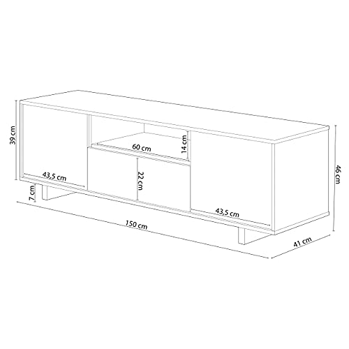 Modulo-TV-Mueble-de-Salon-Juego-de-Muebles-Modelo-Zaira-Acabado-en-Roble-Canadian-y-Gris-Antracita-Medidas-150-cm-Ancho-x-46-cm-Alto-41-cm-Fondo
