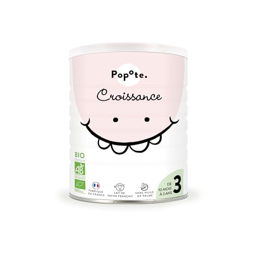 POPOTE - Lait infantile 3eme Age Bio 400 g - Lait en Poudre Dès 10 Mois - Formule Complète - Avec des Protéines, DHA, Fer et Vitamines Essentielles - Boîte...