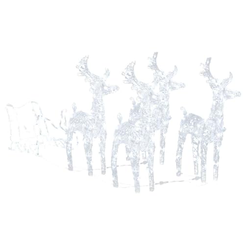 vidaXL Weihnachtsdekoration LED Rentiere mit Schlitten Beleuchtet Outdoor...