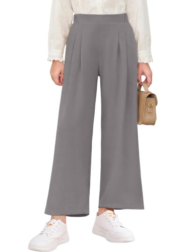 Image of Haloumoning Girls Uniform Pants Kids Wide Leg Dress Pants 5-14 Years
