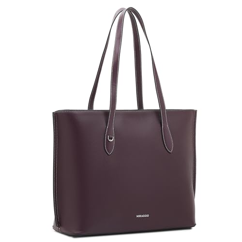 Image of Miraggio Sandra 13 Inch Laptop Tote Bag For Women Office Use | Office Tote Bag With Zipper Closure | Stylish Totes