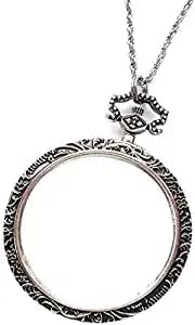 QHYXT 10X Necklace Magnifier with 40mm Diameter Glass Magnification Lens Pendant Necklace Magnifying Portable Pocket Reading Magnifier Loupe Monocle for Books Crafts Jewellery H