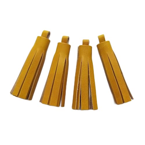 Mustard Yellow Tassels Purse Charm | Yellow Leather Tassel Shoe Clips For Custom Sneakers | Fringes For Bridal Sneakers (Mustard Yellow, Set Of 4 Tassels) #TOP30