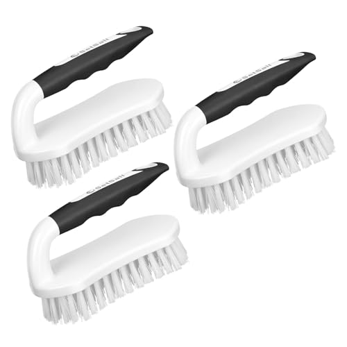 Image of SetSail Scrub Brush, Heavy-Duty Scrub Brushes for Cleaning with Stiff Bristles Cleaning Brush for Shower, Bathroom, Carpet, Kitchen and Bathtub Scrubber - 3 Pack (Black White)