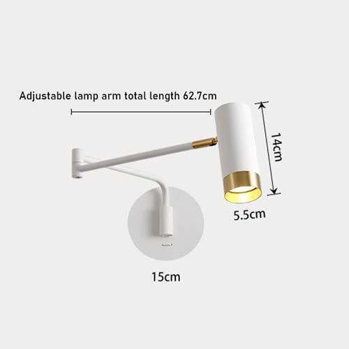 Lámpara de lectura para dormitorio con focos giratorios de pared 4