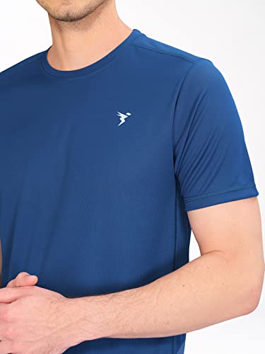 Image of TECHNOSPORT Men's Slim Fit Polyester Activewear Sports T-Shirt with Moisture-Wicking Comfort for Workout, Running & Gym