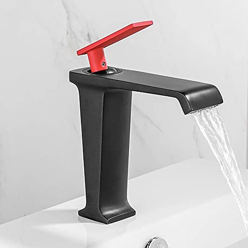 Robinet de lavabo noir et or mitigeur d'évier de salle de bain chaud froid
