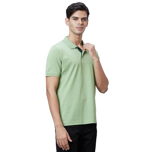 Image of Park Avenue Slim Fit Pure Cotton Print Pattern Polo Neck Casual T-Shirt