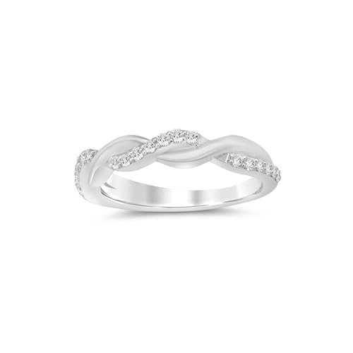 La Joya 1/4-1/2 CT TW Certified Lab Grown Intertwined Diamond Ring Bands | Solid 10k White Gold Twisted Vine Inspired Diamond Wedding Band | Sparkling GH VS/SI Diamond Ring for Women