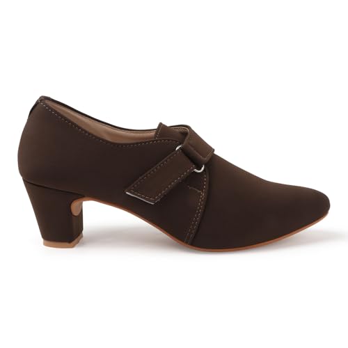 Image of Stylish Comfortable Block Pump Heels Perfect for Winter, Elegant Party Black and Brown Sandals for Womens & Girls