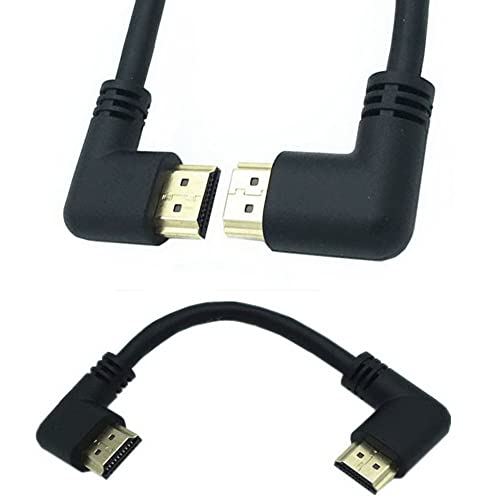 AKNPMHT HDMI2.0ケーブル、ゴールド金メッキ端子 60Hz 4K*2K ハイスピードHDMI L型左向きオスからHDMI L型右向きオスデータケーブルを接続します延長ケーブル (15CM)