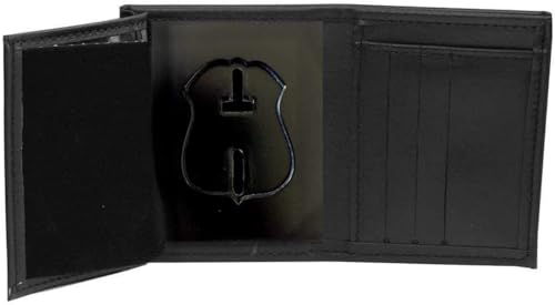 Perfect Fit Shield Wallets Detroit Police Recessed Badge Wallet (Cutout 187, 2.6 inches tall), Black, One Size