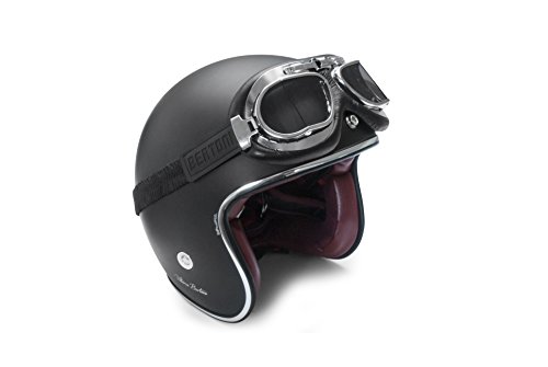 Bertoni Vintage Motorcycle Goggles With Antifog And Anticrash Squared Lenses - Chromed Steel Frame Italy - Af193Cr Black Motorbike Aviator Helmets Goggles #TOP5