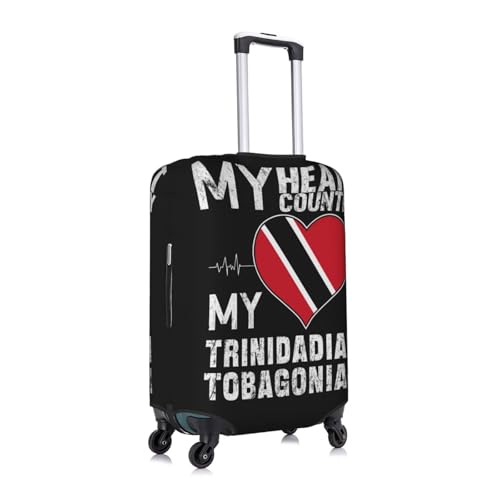 Trinidadian and Tobagonian Heart Flag Universal Stretch Suitcase Cover Carry On Luggage Sleeve Anti Scratch Travel Baggage Protector for Unisex Women Travel Medium3