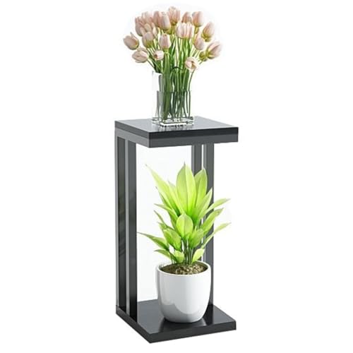 ACMEER フラワースタンド 室内 プランタースタンド 観葉植物 台 植木鉢台 植物ラック 鉄フレーム 錆びない 植物 棚 おしゃれ ガーデン 飾り 多機能 簡単組み立て 玄関 寝室 ベランダ 屋外用 (高さ55cm,ブラック)