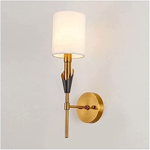 Aplique de pared retro industrial de 1 luz con pantalla de tela para pasillos y hoteles