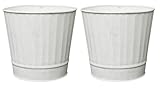 Hosley Metal Planters Pack of 2, Ideal Farmhouse Decor for Floral Arrangements Weddings, Gift Special Events Parties Outdoor Planters White Wash 5" Dia x 4.8" H
