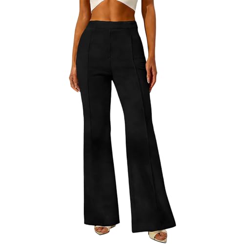 Pantalon de costume stretch femme long évasé aux finitions tailleur