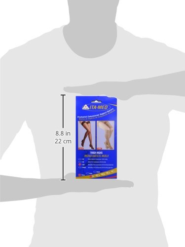 Image of ITA-MED Microfiber Thigh Highs - Compression (25-35 mmHg): H-306(2), 2 Count, Small, Beige