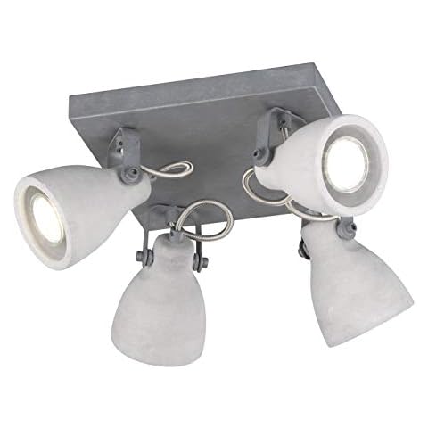 Lámpara de techo retro con pantallas de hormigón y 4 focos orientables LED GU10 Cover