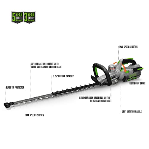 Image of EGO POWER+ Hedge Trimmer Cordless, Electric Hedge Trimmer 25 inch, Includes 56V 2.5Ah Battery and Charger - HT2501