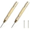 2PCS Automatic Center Punch,5'' Spring Loaded Center Punch, Heavy Duty Steel Adjustable Center Marker Punch Tool with 2PCS Extra Replacement Tip for Metal,Plastic,Wood,Glass by YUIOASE