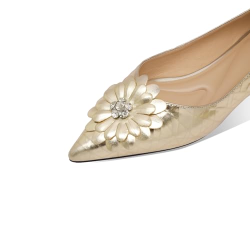 TinaCus Women's Pointed Toe Handmade Flower Genuine Leather Casual Flat Shoes3