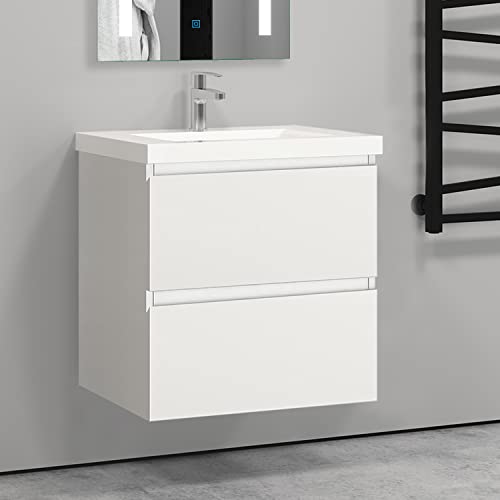 AICA sanitaire Ensemble de Meuble de Salle de Bain Blanc 50cm+Vasque-Armoire de Rangement-Meubles-lavabos