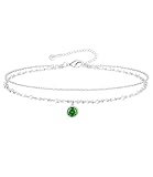 Avotto S925 Sterling Silver Anklets for Women Waterproof Birthstone Pandent Women's Anklets Adjustable Silver Anklet Jewelry Gift for Women