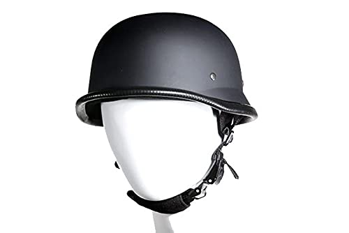 German Novelty Skull Cap, Basic Flat Black German Novelty Hat with Adjustable Chin Strap (XXL, Black)