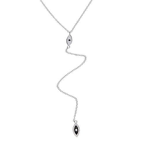 Sautoir argent 925 femme fin anti-noircissement collier Y lariat anti-nœuds