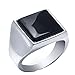 Homxi Anelli Uomo Gotico,Anello Pietra Quadrata Anelli Uomo in Acciaio Inossidabile Nero Anelli Uomo Misura 17(57mm)