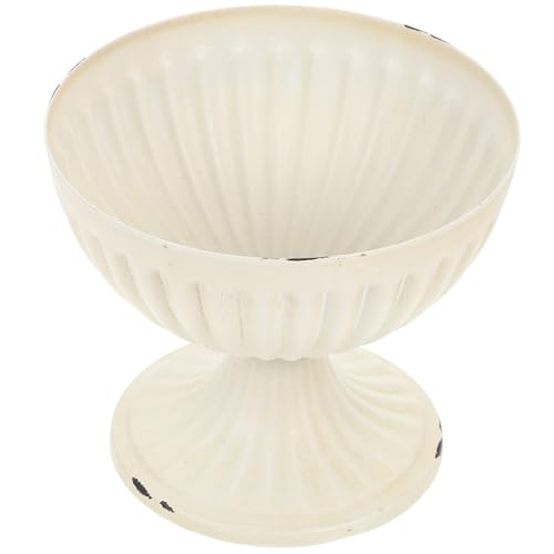 SMASOLO レトロ鉄製花瓶 白色アンティーク風 おしゃれな装飾用フラワーポット テーブルやウェディング装飾に 植木鉢代わりにも使える耐久