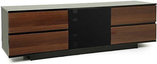 Centurion Supports AVITUS ULTRA Remote Friendly BeamThru Gloss Black with 4-Walnut Drawers 32"-65" Flat Screen TV Cabinet