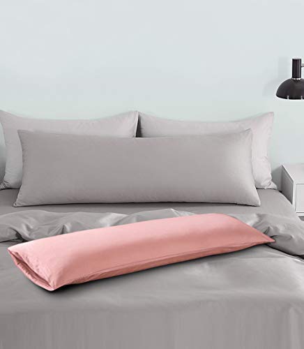 FLXXIE Body Pillow Cover - Super Soft Microfiber 20x54 Body Pillow Case - Envelope Closure, Wrinkle, Stain Resistant Pink Body Pillow Cover, 20x54, Pink