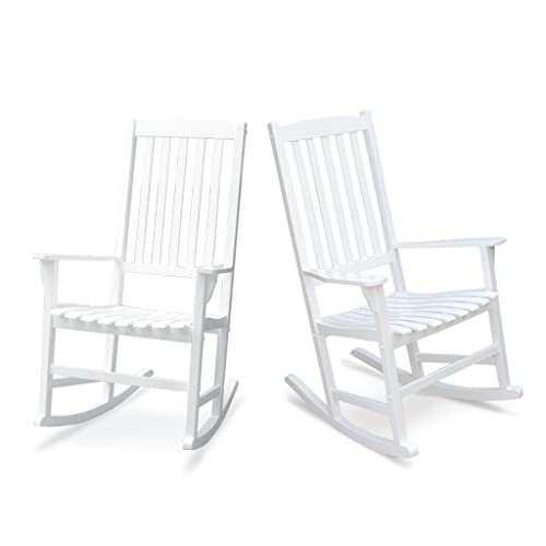 Cambridge Casual Somerset Solid Wood 2-Pieces Porch Rocking Chair, White