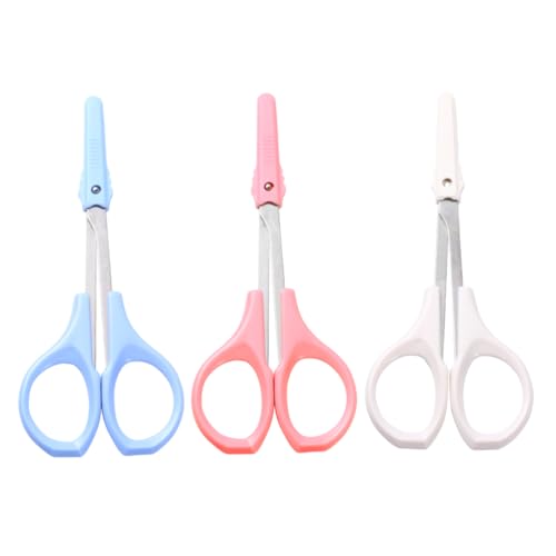 Healeved 3-in-1 Eyelash Brow Cutting Scissors Stainless Steel Beauty Tools Curved Straight Rounded Easy Storage