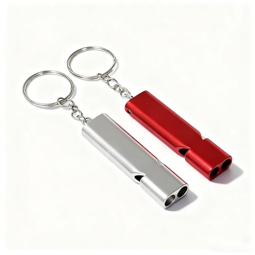 Emergency Whistle 2Pack Safety and Rescue Whistle with Lanyard Keychain high pitched Dual Tube Suitable for Outdoor Hiking Camping Rowing Hunting Children's Rescue Signals