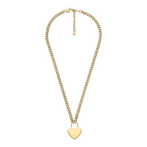 Image of Fossil Women's Gold-Tone Stainless Steel Pendant Chain Necklace for Women